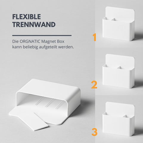 ORGNATIC Organizer System mit flexiblen Magnetboxen mit Trennwand für individuelle Ordnung im Schrank