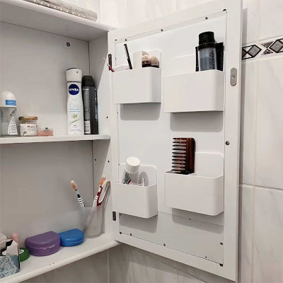 ORGNATIC Badezimmer Organizer auf Schranktür mit Zahnbürsten, Kosmetik und Pflegeprodukten platzsparend organisiert