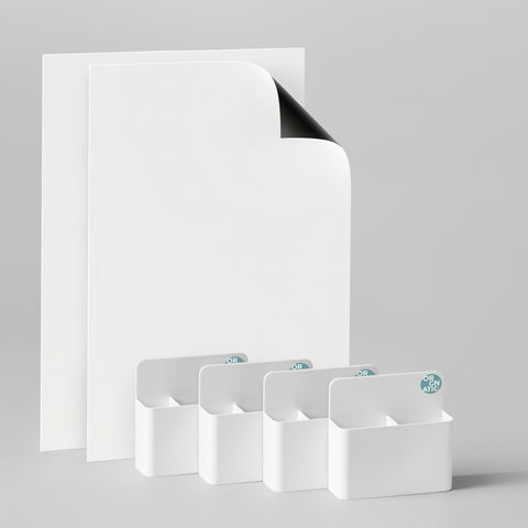 ORGNATIC Schranktür Organizer Mega Set mit zwei selbstklebenden Magnetfolien und vier Magnetboxen für maximalen Stauraum im Schrank