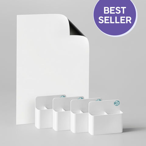 ORGNATIC Schranktür Organizer 4er Standard Set mit mehreren Magnetboxen und selbstklebender Folie für maximalen Stauraum im Schrank